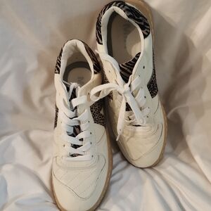 MIA White Sneakers with Animal Print Accents - Size 7